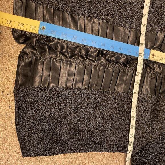 AVENUE Cardigan Jacket Women 14/16 Black Crinkle Satin Ruffles Whimsigoth Grunge - Picture 2 of 7